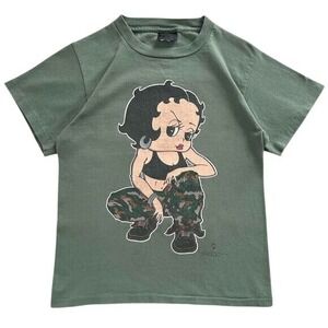 Vintage Betty Boop Girls Rule T Shirt‎ Olive Green Cartoon Character
